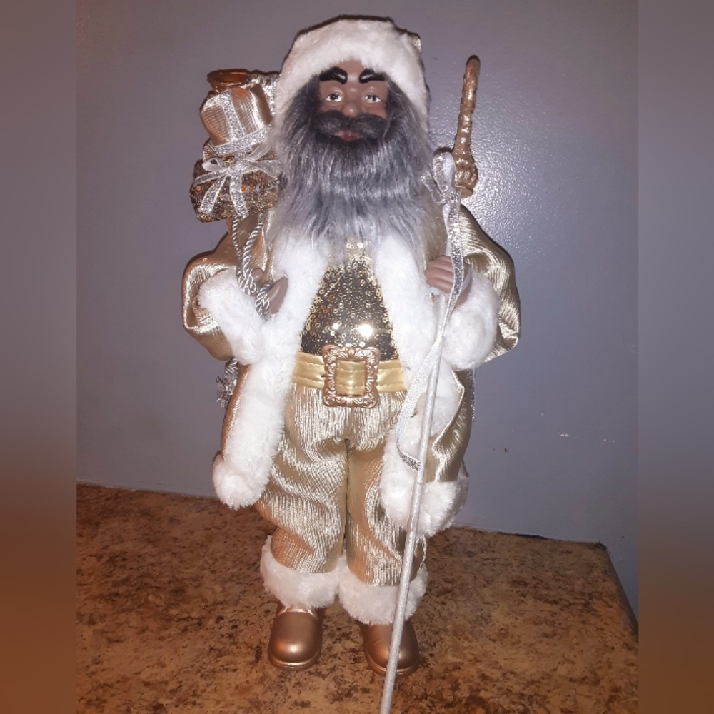 African American/Black Santa Claus Satin Royal Gold